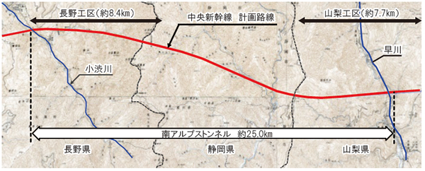 南アルプストンネル（山梨工区、長野工区）