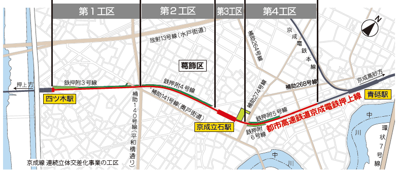 京成線 連続立体交差化事業の工区